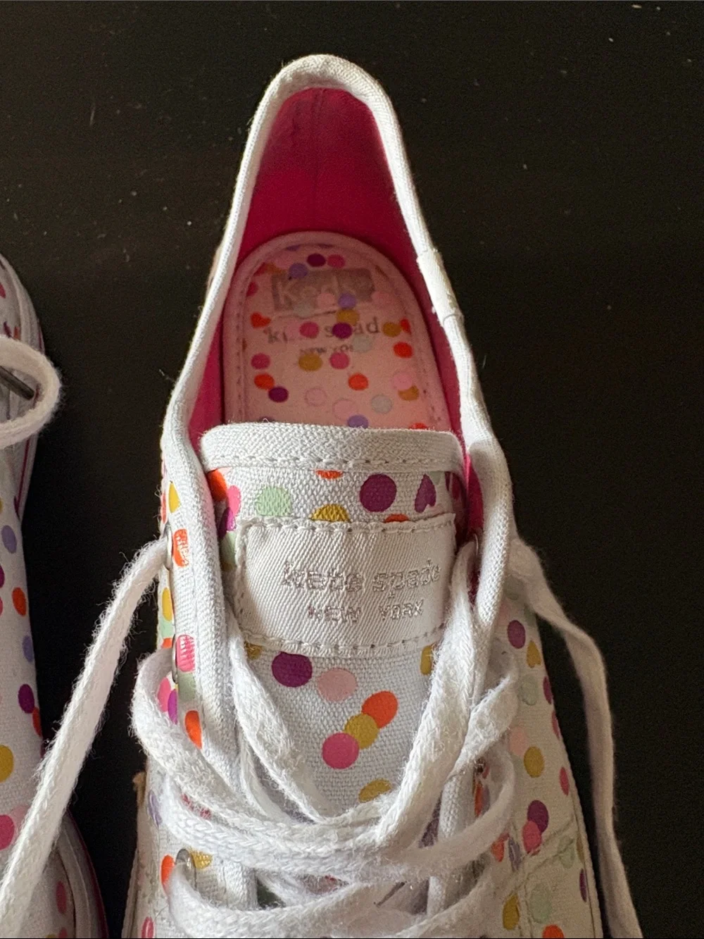 kate spade White Sneakers with Multicolor Polka Dots